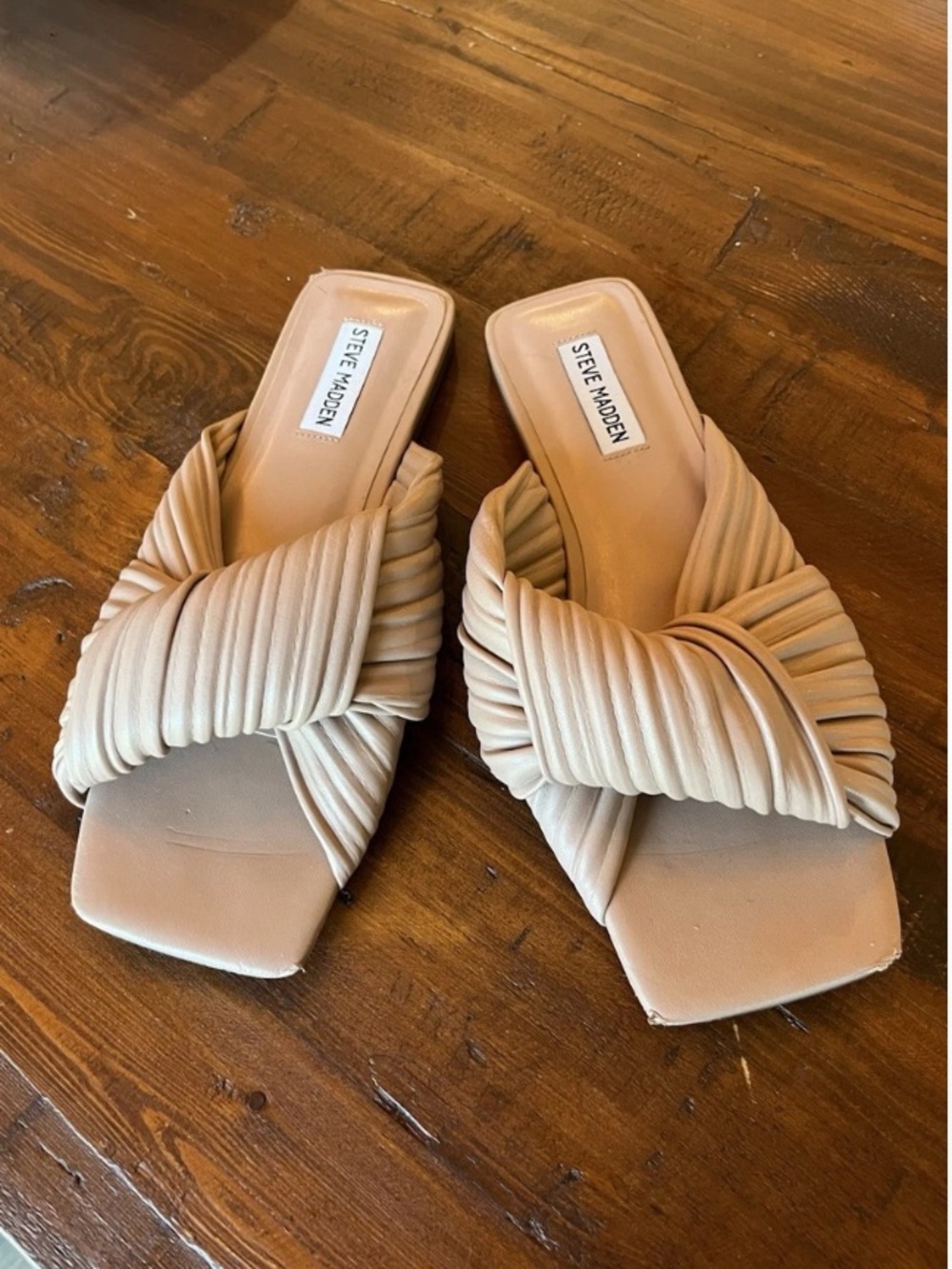 Steve Madden Mentor Ruched Knot Slide Sandals Dusty Rose Women’s Size 9.5